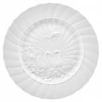 Swan Service White Dinner Plate 11\ 11\ diameter
 Designer / Artist: Johann Joachim Kaendler
Year of Creation: 1737-1741
Height: 2.9 cm
Width: 28.1 cm
Depth: 28.1 cm
Volume: 2.29 l
Weight: 892 g

Care & Use:  Dishwasher-Safe: yes
Microwave safe: yes 

